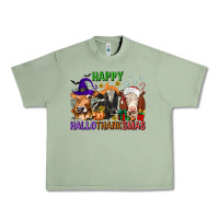 Oil Green happy hallothanksmas with cow Urban Heavy Tee - texasbilliewilder