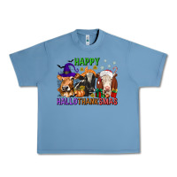 Pebble Blue happy hallothanksmas with cow Urban Heavy Tee - texasbilliewilder