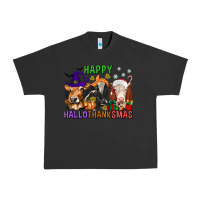 Pigment Black happy hallothanksmas with cow Urban Heavy Tee - texasbilliewilder