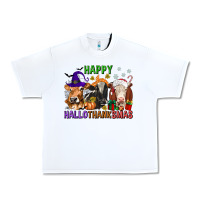 White happy hallothanksmas with cow Urban Heavy Tee - texasbilliewilder