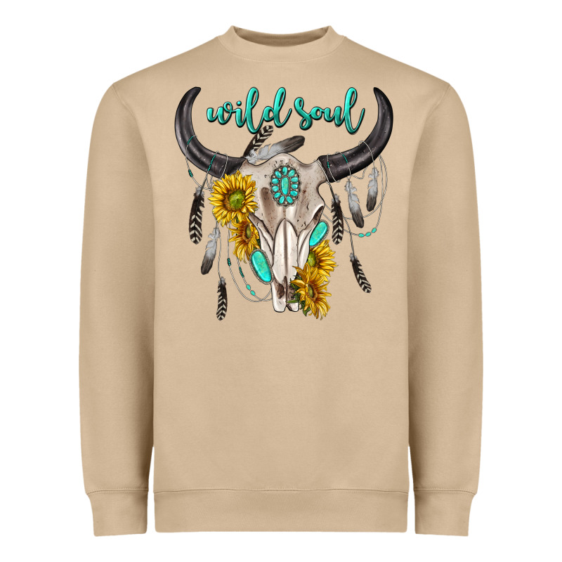 Wild Soul Boho Bull Skull Heavyweight Sweatshirt by texasbilliewilder | Teevron