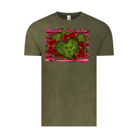 Vintage Olive Valentine Cactus Heart with Roses Vintage Tee - RanaPortraitStore