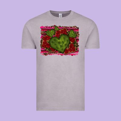 Valentine Cactus Heart With Roses Vintage Tee Designed By Ranaportraitstore