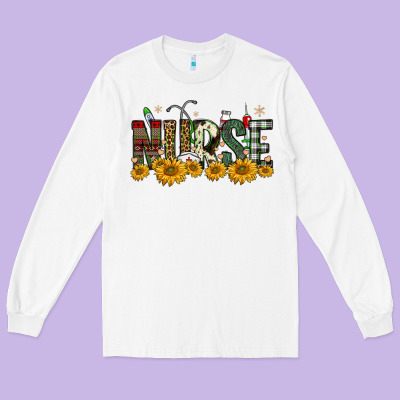 Christmas Nurse Sunflower Long Sleeve Tee Designed By Fadigitalartstudio