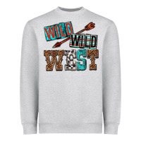 Heather Grey wild wild west Heavyweight Sweatshirt - texasbilliewilder