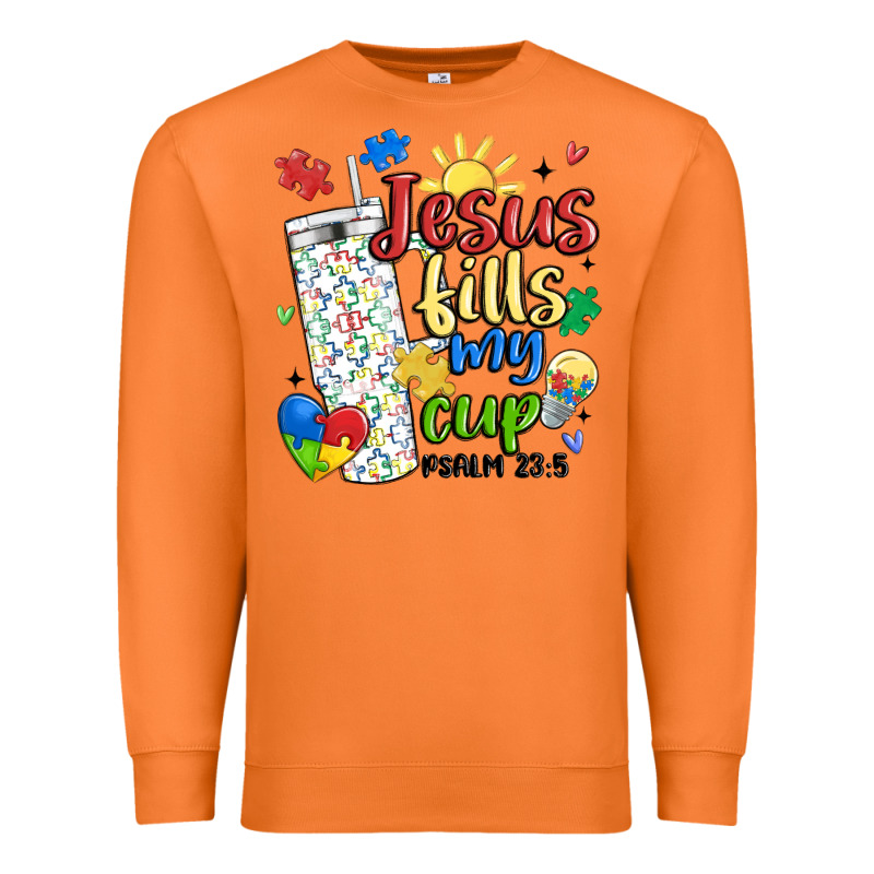 Autism Jesus Fills My Cup Premium Sweatshirt by MaliasSmallBusiness | Teevron