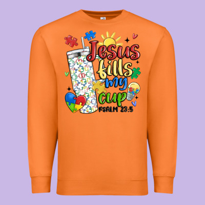 Autism Jesus Fills My Cup Premium Sweatshirt Designed By Maliassmallbusiness