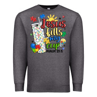 Charcoal Heather autism jesus fills my cup Premium Sweatshirt - MaliasSmallBusiness