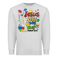 Dove Grey autism jesus fills my cup Premium Sweatshirt - MaliasSmallBusiness