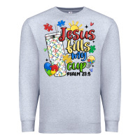 Heather Grey autism jesus fills my cup Premium Sweatshirt - MaliasSmallBusiness