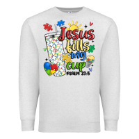 Oatmeal Heather autism jesus fills my cup Premium Sweatshirt - MaliasSmallBusiness