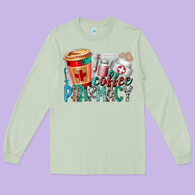 Coffee Pharmacy Long Sleeve Tee Designed By Racoondesign