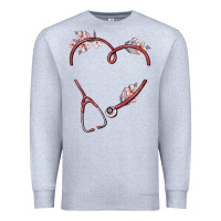 Heather Grey custom heart stethoscope Premium Sweatshirt - MaliasSmallBusiness