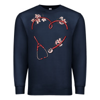Navy custom heart stethoscope Premium Sweatshirt - MaliasSmallBusiness