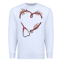 White custom heart stethoscope Premium Sweatshirt - MaliasSmallBusiness