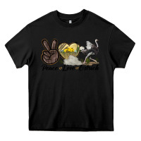 Black peace love ostrich Heavy Core Tee - LillyAllenDesigns