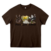 Chocolate Brown peace love ostrich Heavy Core Tee - LillyAllenDesigns