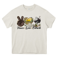 Cream peace love ostrich Heavy Core Tee - LillyAllenDesigns