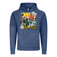Vintage Denim cowhide farm truck with farm animals Vintage Hoodie - texasbilliewilder