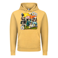 Vintage Mustard cowhide farm truck with farm animals Vintage Hoodie - texasbilliewilder
