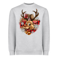 Heather Grey reindeer christmas Heavyweight Sweatshirt - Zillion Design Studio