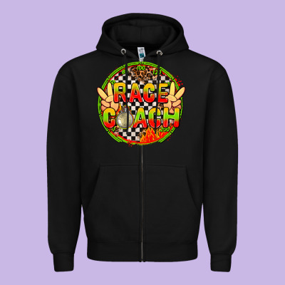 Race Coach With Leopard And Peace Hand Zipper Hoodie Designed By Adodesignshop