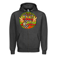 Charcoal Heather Race coach with leopard and peace hand Zipper Hoodie - AdoDesignShop