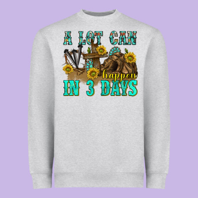 A Lot Can Happen In 3 Days Western Heavyweight Sweatshirt Designed By Texasbilliewilder