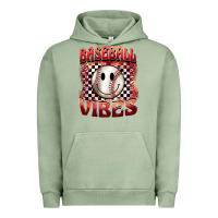 Pigment Oil Green baseball vibes smiley face Urban Hoodie - BarkalooDesign
