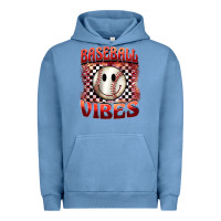 Pigment Pebble Blue baseball vibes smiley face Urban Hoodie - BarkalooDesign