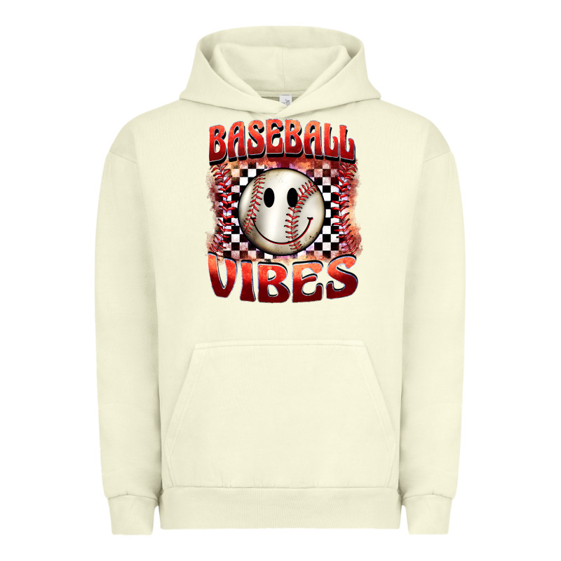 Baseball Vibes Smiley Face Urban Hoodie by BarkalooDesign | Teevron