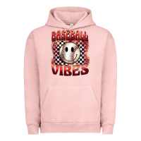 Pigment Salmon baseball vibes smiley face Urban Hoodie - BarkalooDesign
