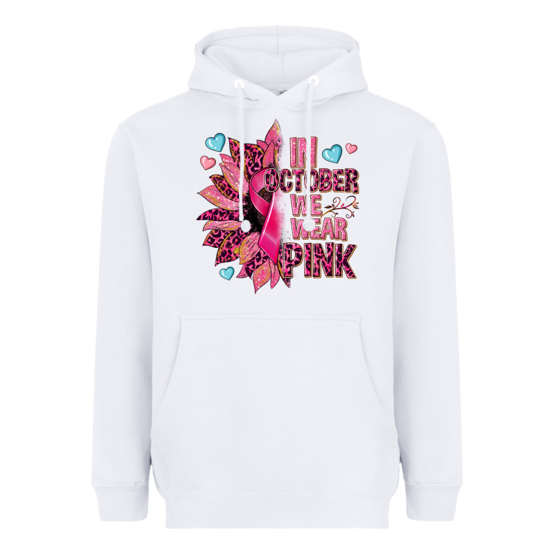 In October We Wear Pink Heavyweight Hoodie by NancyCooperArtShop | Teevron
