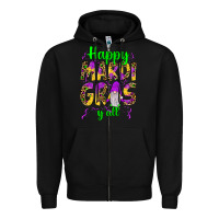 Black happy mardi gras y'all gnome Zipper Hoodie - JahusDesignShop