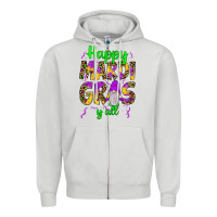 Dove Grey happy mardi gras y'all gnome Zipper Hoodie - JahusDesignShop