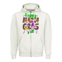 Oatmeal Heather happy mardi gras y'all gnome Zipper Hoodie - JahusDesignShop