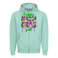 Seafoam happy mardi gras y'all gnome Zipper Hoodie - JahusDesignShop