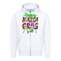 White happy mardi gras y'all gnome Zipper Hoodie - JahusDesignShop