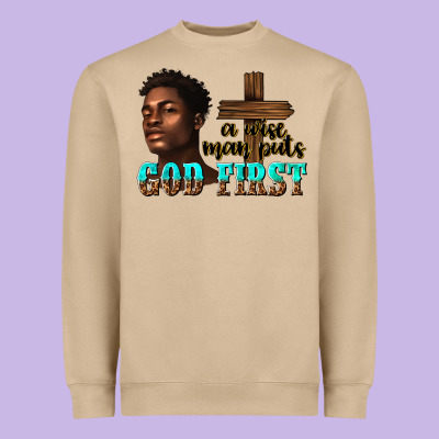 A Wise Man Puts God First Heavyweight Sweatshirt Designed By Texasbilliewilder