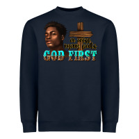 Navy a wise man puts god first Heavyweight Sweatshirt - texasbilliewilder