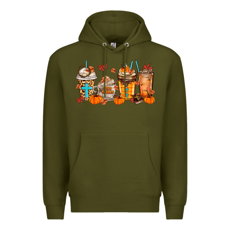Give Thanks Coffee Cups Premium Hoodie by MaliasSmallBusiness | Teevron