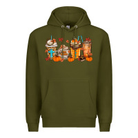 Army Green give thanks coffee cups Premium Hoodie - MaliasSmallBusiness