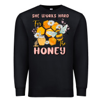 Black she works hard for the honey Premium Sweatshirt - MaliasSmallBusiness
