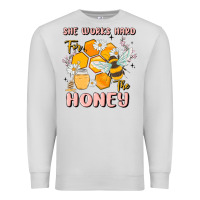 Dove Grey she works hard for the honey Premium Sweatshirt - MaliasSmallBusiness