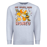 Heather Grey she works hard for the honey Premium Sweatshirt - MaliasSmallBusiness
