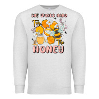 Oatmeal Heather she works hard for the honey Premium Sweatshirt - MaliasSmallBusiness