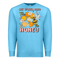 Ocean Blue she works hard for the honey Premium Sweatshirt - MaliasSmallBusiness