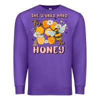 Purple she works hard for the honey Premium Sweatshirt - MaliasSmallBusiness