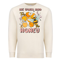 Sandshell she works hard for the honey Premium Sweatshirt - MaliasSmallBusiness