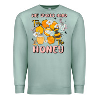 Seafoam she works hard for the honey Premium Sweatshirt - MaliasSmallBusiness